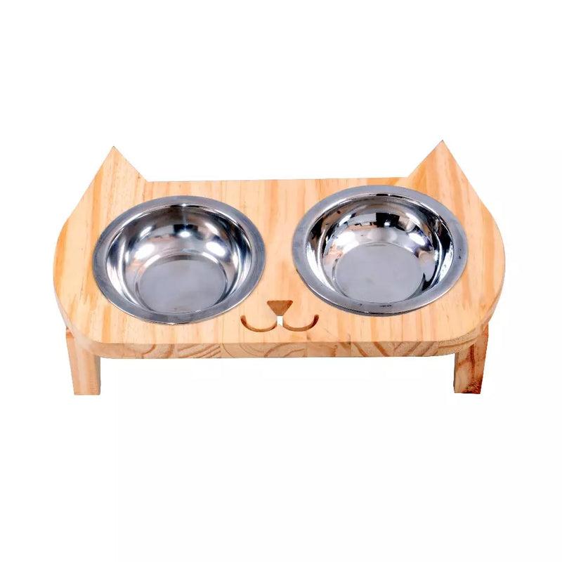 Comedouro e Bebedouro Pet para Cães e Gatos Elevado com 2 Potes Tam P